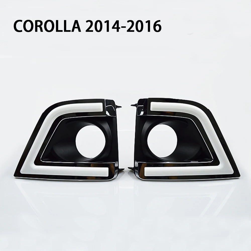 

ECAHAYAKU Turn Signal and dimmer style Relay car LED DRL Daytime Running Lights with fog lamp hole for Toyota corolla 2014-2016