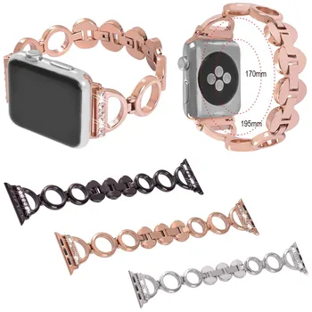 

For Apple Watch Band Luxury Diamond Stainless Steel Metal Chain Bracelet for 38/42mm iWatch Strap Series 1/2/3 Watchbands