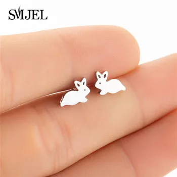 

SMJEL Cute Black Bunny Rabbit Earrings for Women Bijoux Creative Cartoon Earings Lovely Animal Stud Earrings Gifts Kids