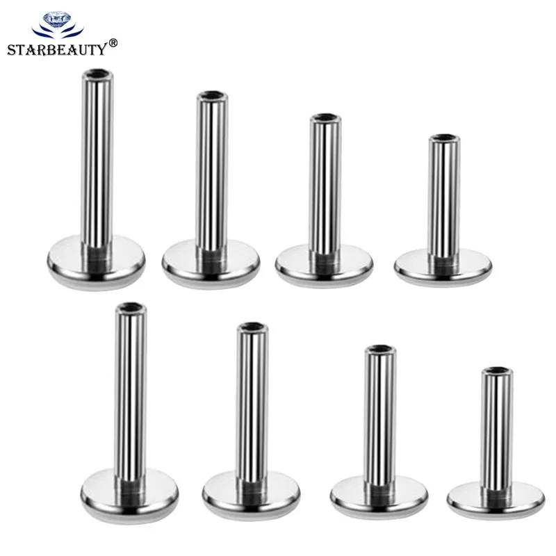 Piercing Jewelry 10Pcs G23 Titanium Base Labret Lip Piercing Ring Earring 14G 16G Internally Threaded Base Lip Piercing Body Jewelry