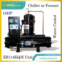 16HP water cooled condensing unit with copland hermetic scroll compressor suitable for ice maker or ice