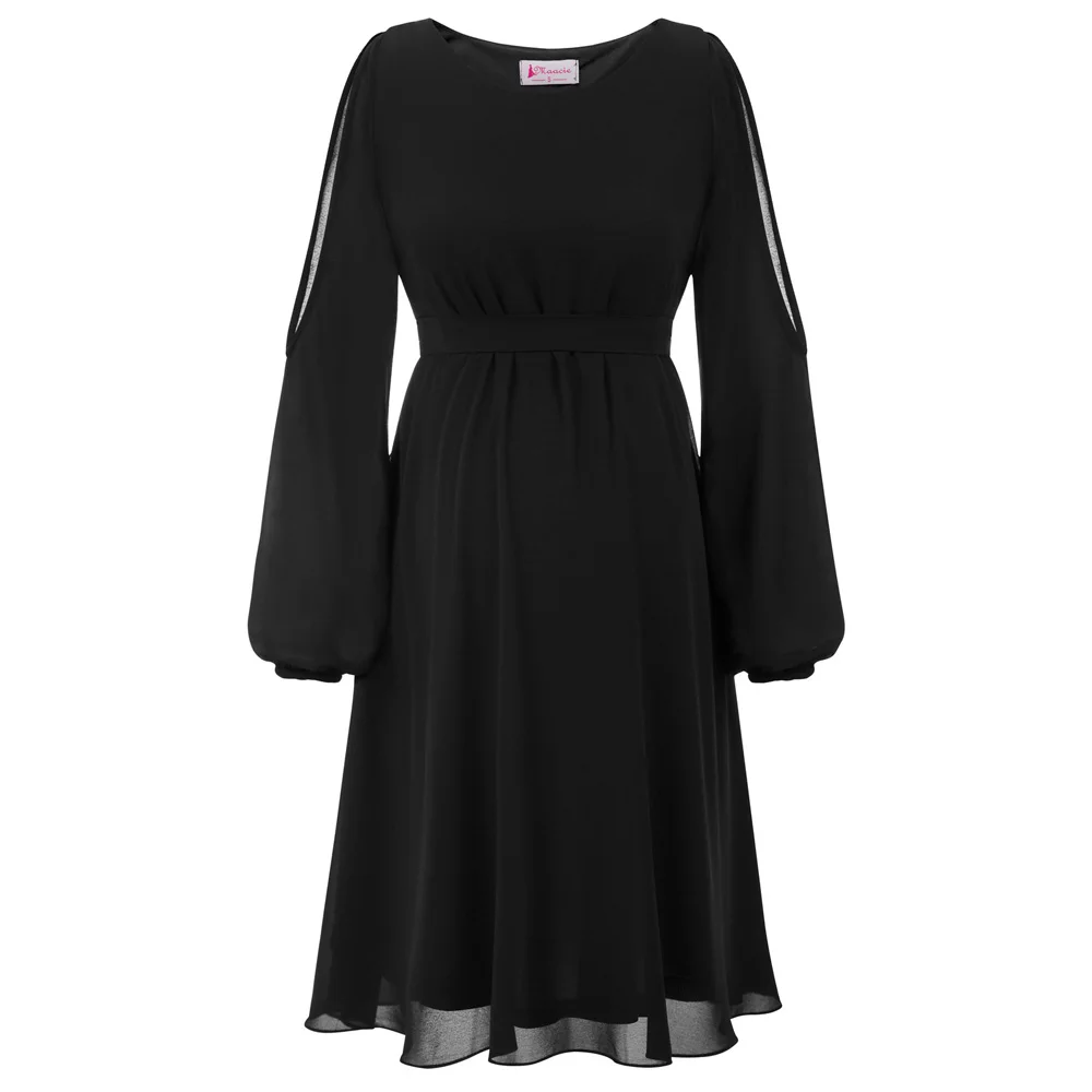 

Women's Dress Ladies Maternity Pregnant Hollowed-out Crew Neck Breastfeeding Comfortable Loose Chiffon Stylish