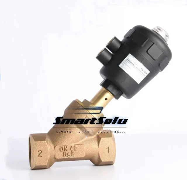 

1/2" 2/2 Way single acting Gunmetal body pneumatic angle seat valve normally closed 50mm actuator