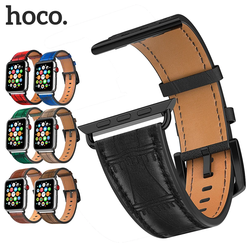 Браслет HOCO из натуральной кожи, ремешок для Apple Watch, 44 мм, 42 мм, 40 мм, 38 мм, ремешок для iWatch, серия 4, 3, 2, 1, Сменные наручные часы