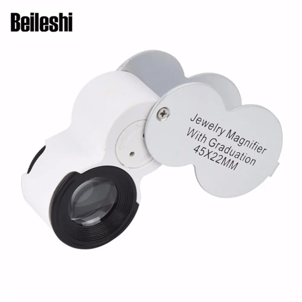 Beileshi 45X22 мм микроскоп Часовщик Лупа светодиодный руки очки УФ ювелирные изделия