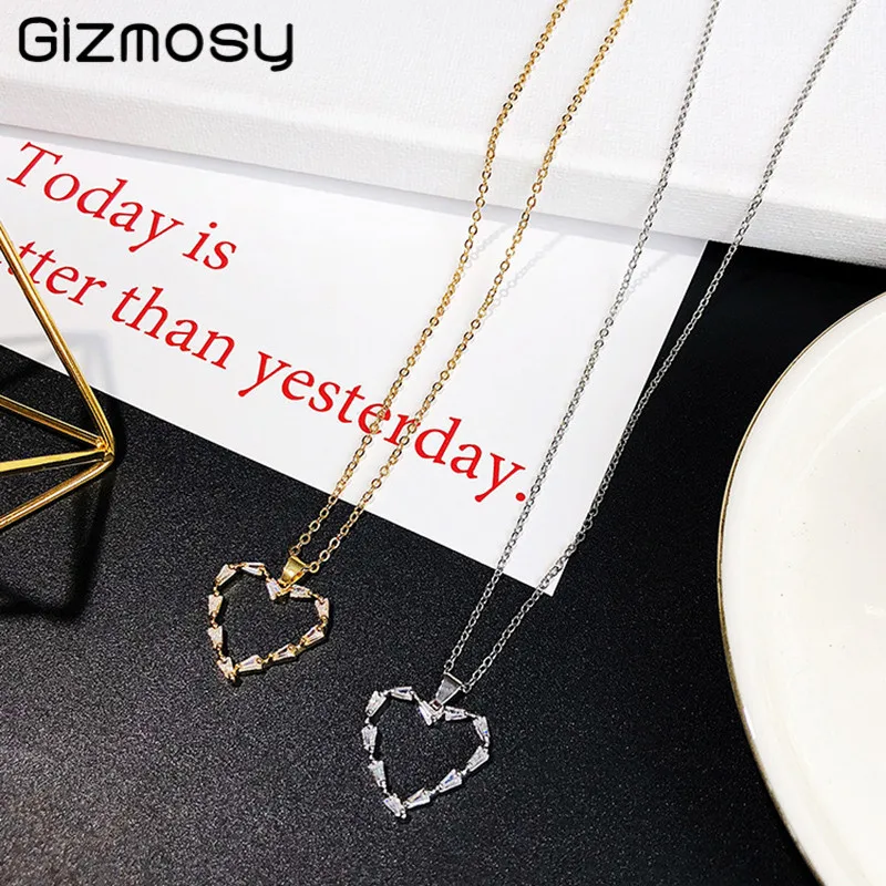

Girl's Chain Necklace Micro-inlaid Zircon Necklace Clavicle Chain Summer Love Heart Pendant Necklace Jewelry SY5068