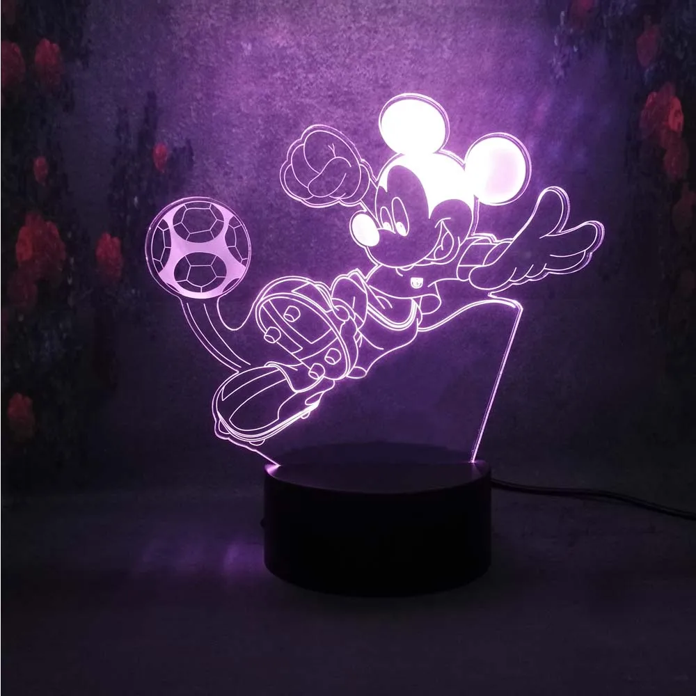 Lamparas de Lava LED 3d Night Lamp Love sport Mickey Creative Table Kid birthday Atmosphere Gift Decor illusion night light | Лампы и