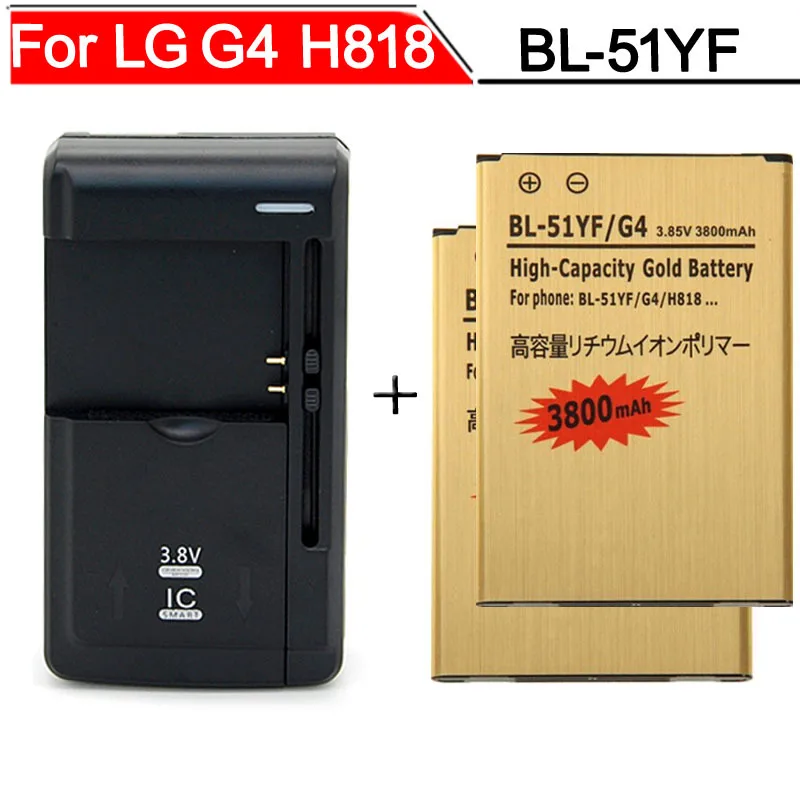 2x3800 мА/ч BL 51YF золото деловая батарея для LG G4 H818 H810 VS999 F500 F500S F500K F500L акумуляторная