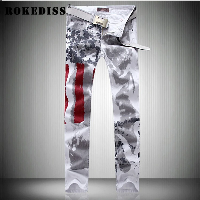 New products high quality printing Men s jeans trousers Elasticity Leisure denim overalls men pantalones vaqueros