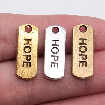 

WYSIWYG 20pcs 21x8mm Hope Tag Charm Pendants For Jewelry Making Antique Gold Hope Pendants Charm Hope Tag