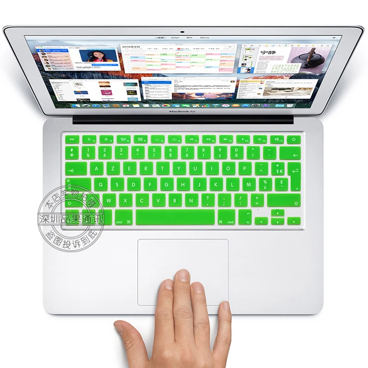 Раскладка ЕС французский/Французский AZERTY силиконовый цветной защитный стикер клавиатура кожи для 1" 15" MacBook Pro retina air/Imac G6 - Цвет: green