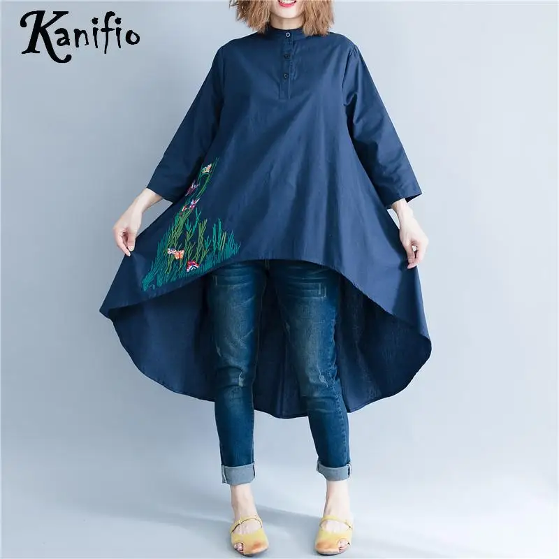 

Kanifio Plus Size Women Fashion Embroidered Blouses OL Office Work Wear Lady Official Shirts Summer Top Tees Female Tunic Blusas