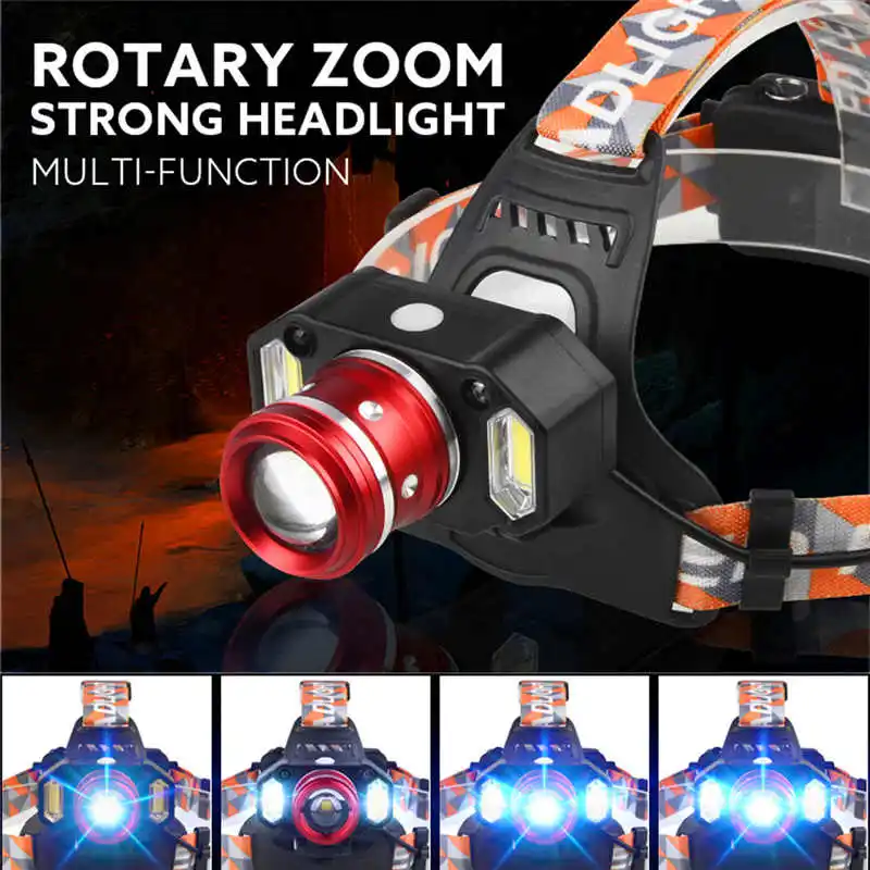 15000LM 1x XM-L T6 LED +2xCOB Rechargeable 18650 Headlamp Head Light Torch powerful led flashlight torch flashlight t6 #4A29 (2)