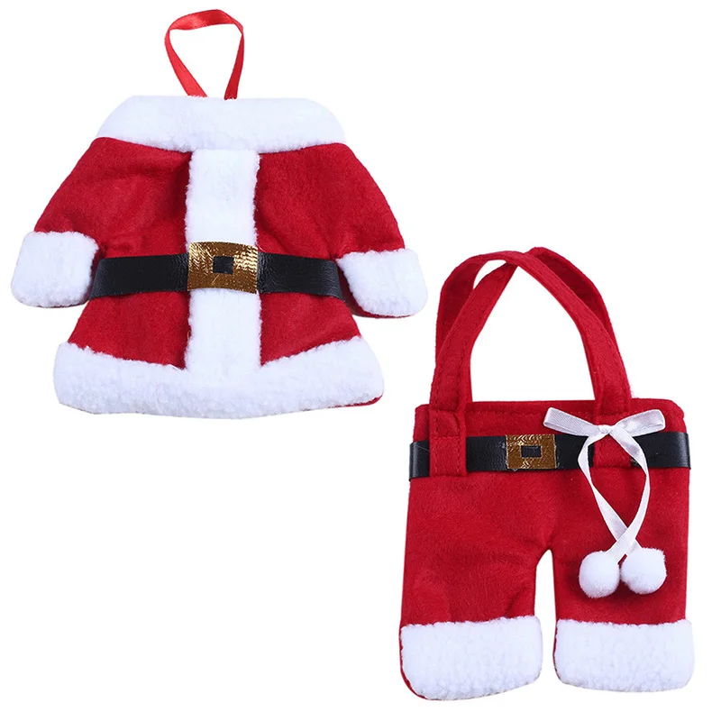 

6 PCS/3 Sets Santa Suit Style Christmas Tableware Silverware Holder Pockets Bags Dinner Table Decoration Home Party Decors TQ