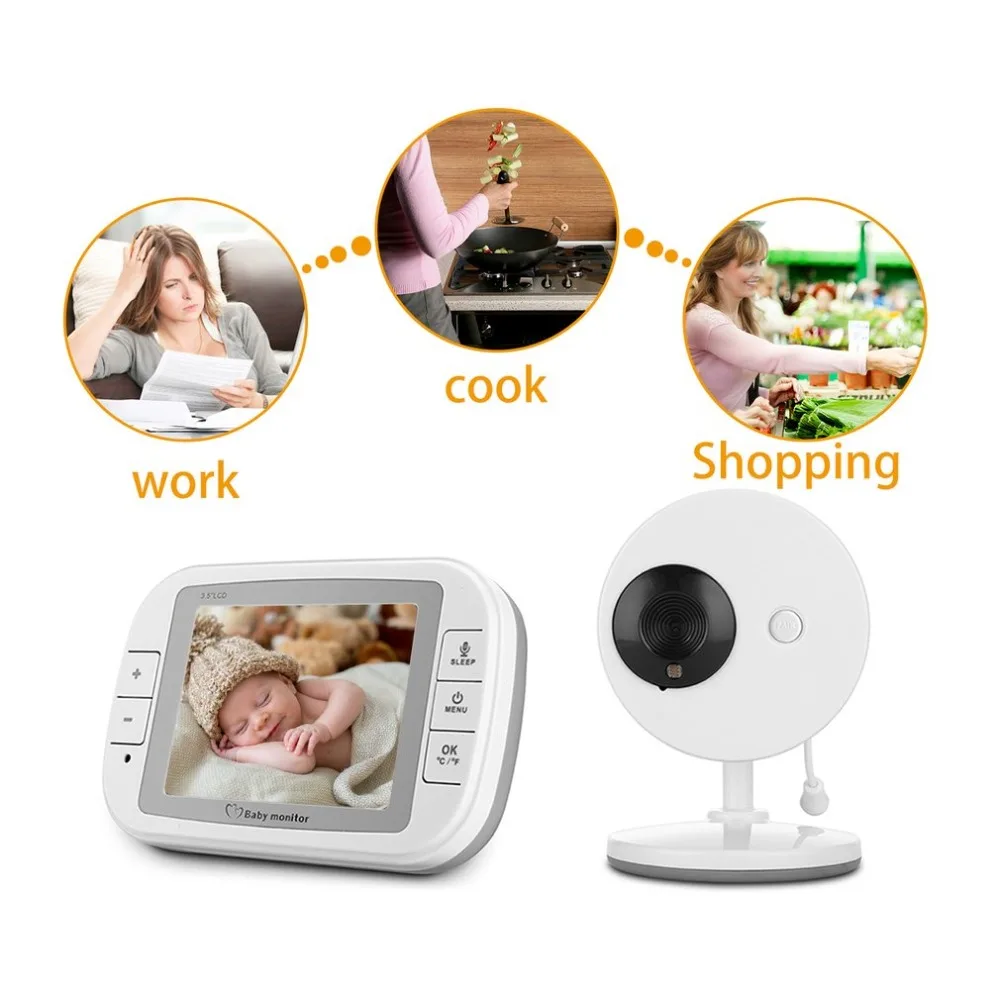 

Wireless Baby Monitor 3.5'' TFT LCD Night Vision 2-way Audio Baby Camera Video Babysitter Temperature Humidity detection