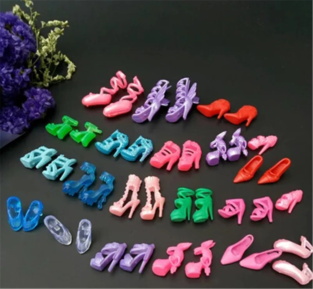 

20Pairs ColorfulFashion Shoes For Dolls Accessories Beautiful High Heels Doll Sandals Boots Mixed-Style Shoes