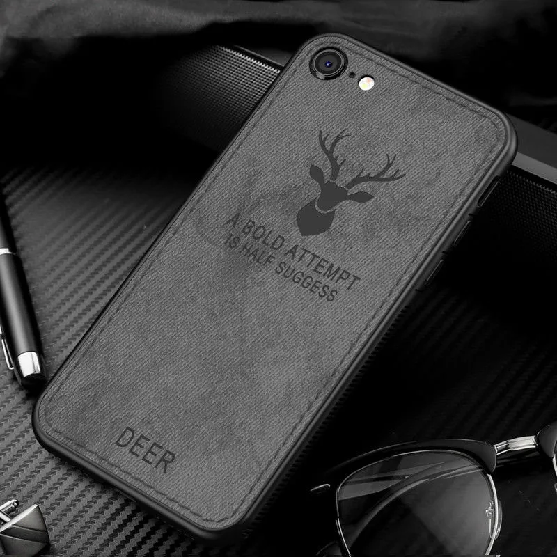 Роскошный тканевый Холщовый кожаный текстурный чехол для телефона для iPhone 7, 6, 6 S, 8 Plus, 5, 5S, SE, узор оленя, мягкий чехол для iPhone X, XR, XS Max