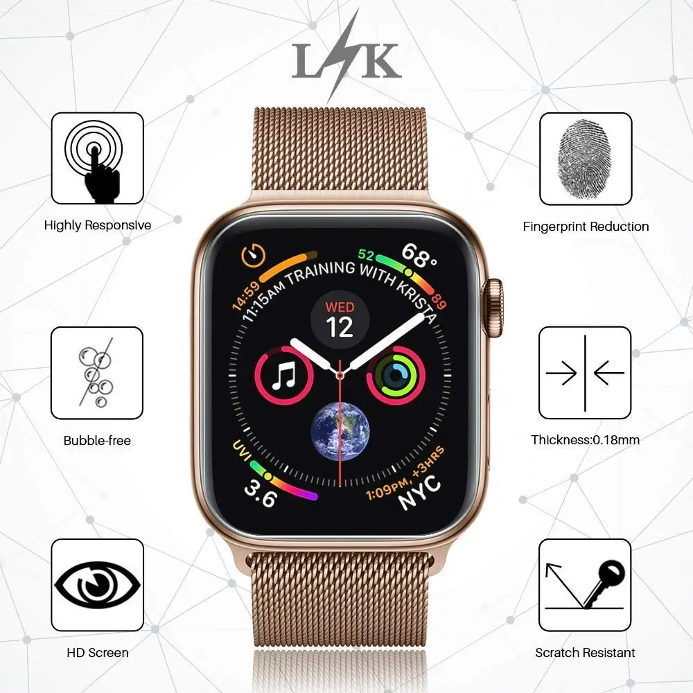 Защитная пленка для Apple watch 38 мм 42 мм 40 мм 44 мм iwatch series 4 3 2 1 Защитная мягкая полная крышка для Apple watch band(нет