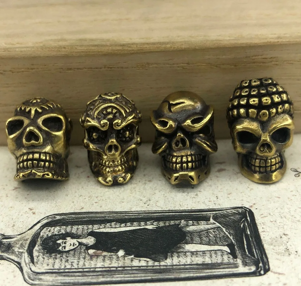 

4pcs EDC Tools Knife Beads Brass Buddha Head Lanyard Bead Paracord Knife Keychain Tool DIY Pendant