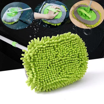 

180°Degree Spin Wet Mop Microfiber Adjustable Handle Car Cleaning Mop Window Wash Tool Dust Wax Mop Soft