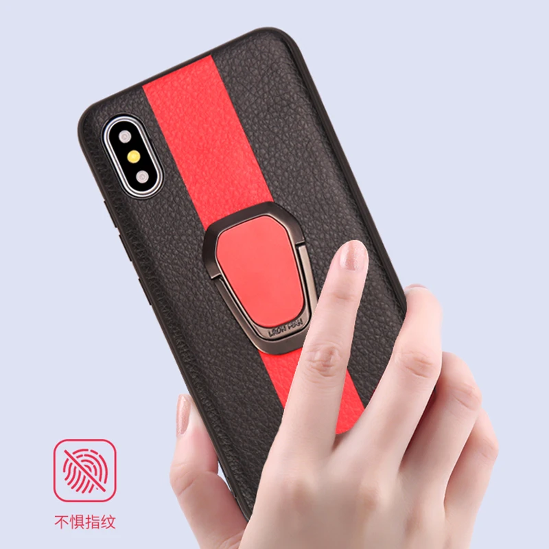 

Phone Case For iPhone 6 7 8 Plus Cover PU Stitching Ring buckle Case For iPhone 6 6S Plus 7p 8p X Xs Max cover