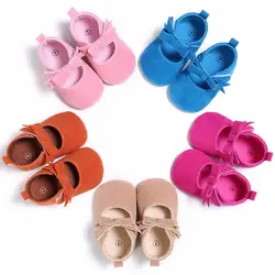 Новый Весна и осень От 0 до 1 года для малышки бантом-бабочкой; замшевые детская обувь для принцесс обувь для малышей