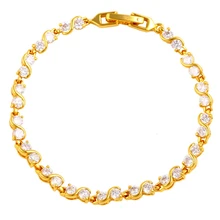 Infintity рисунком Теннис браслет желтого золота заполнены нежные женские браслет наручные звено цепи