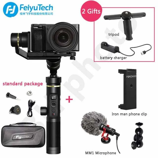 FeiyuTech Feiyu G6 Plus ударопрочный ручной карданный стабилизатор для смартфонов Gopro hero беззеркальных камер sony as6000 черный - Цвет: add Mic n phone clip