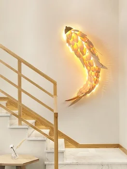 

Nordic Creative Fish-shaped Decorative Wall Lamp Living Room Background Duplex Building Bedroom Hotel Club Engineering Lamp