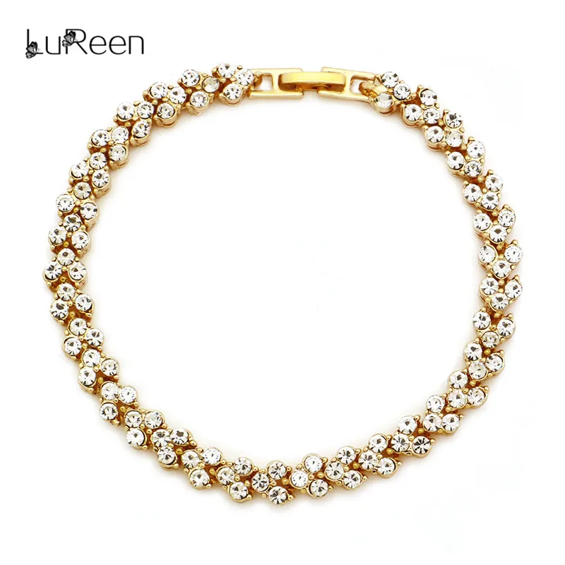 

LuReen Shiny Cubic Zirconia Heart Bracelet Women Men Romantic Gold/Silver Chain Tennis Bracelets Bangle Jewelry Gift XHSL1001