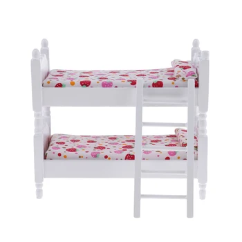 

1 PC Wooden Mini Learning Pretend Play Doll House Toy Bunk Bed Toy for Mini House Decor
