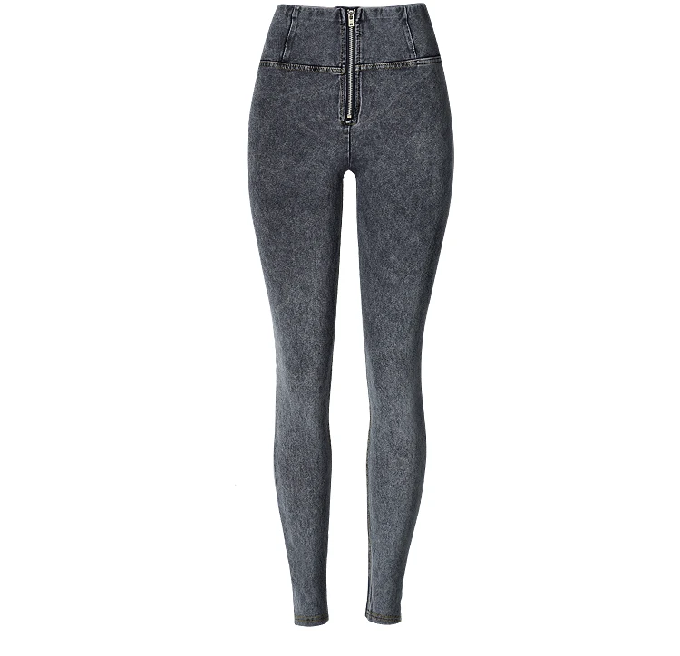 Женские обтягивающие джинсы на молнии с высокой талией, уличная одежда с эффектом пуш-ап, серые узкие брюки со снежинками, эластичные модные джинсы для девушек