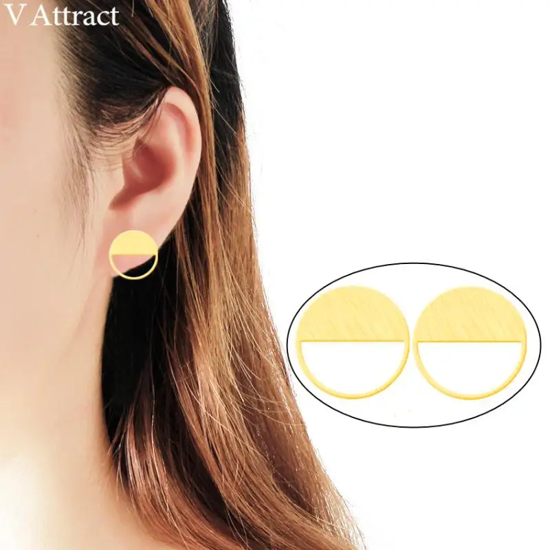 V притягивает 10 пар нержавеющая сталь половина круглые гвоздики серьги для женщин модные корейские Драгоценности минимализм круглые буклы д 'орели