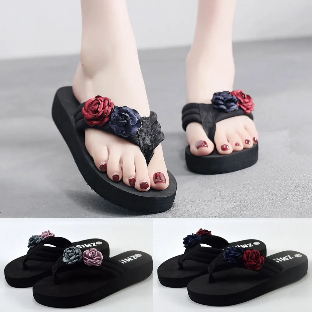 

YOUYEDIAN summer shoes woman Flower slippers women Flip Flops Shoes Platform sandals 2019 new arrival slippers pantoufle femme