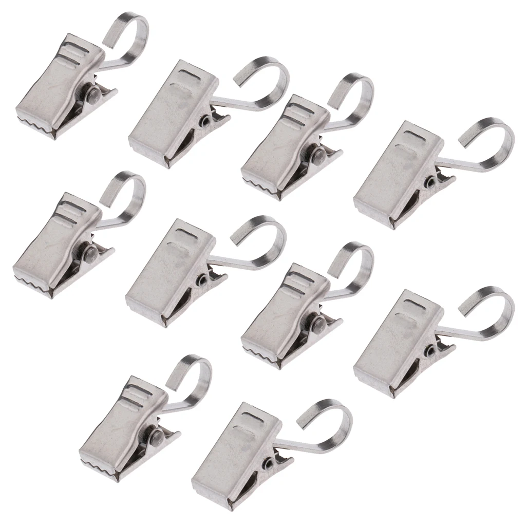 10-Pcs Heavy Duty Curtain Clips with Hook/Spring Clamps/Roman Clips Carrier, Rustproof