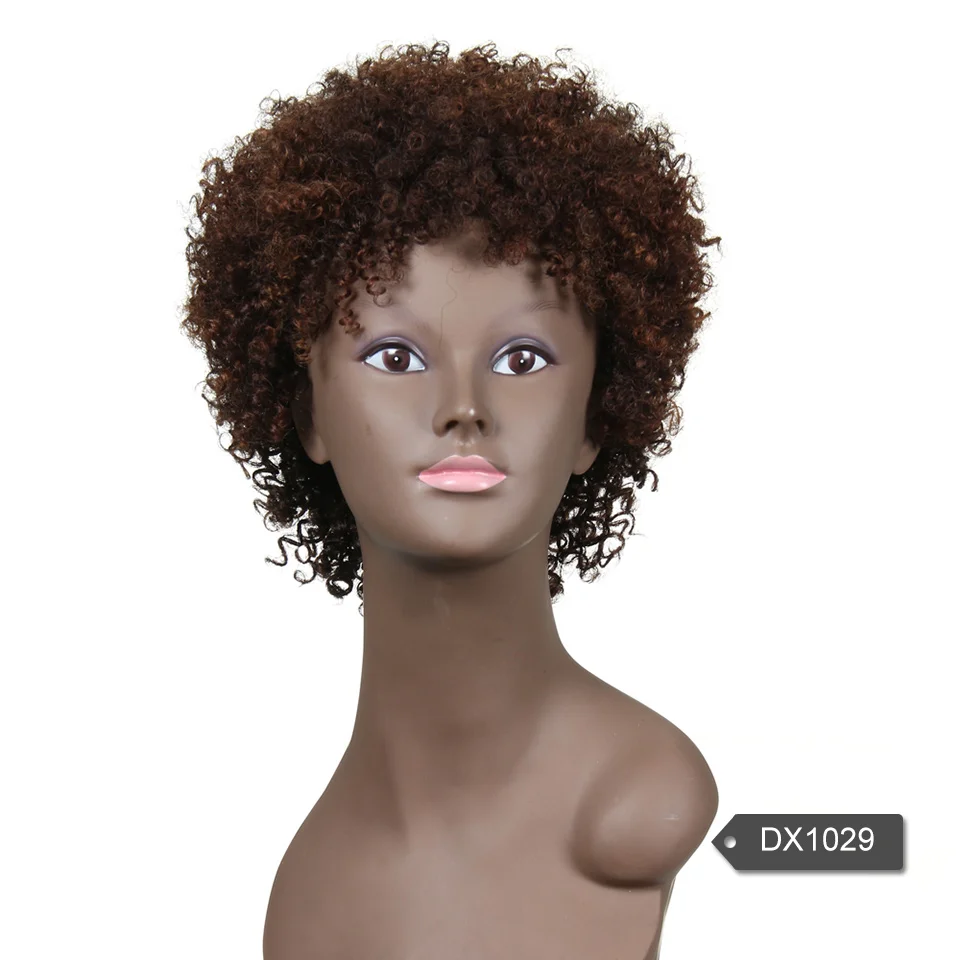 Гладкий парик из человеческих волос бразильский афро кудрявый парик для черных женщин не кружевные передние парики из человеческих волос - Цвет волос: DX1029