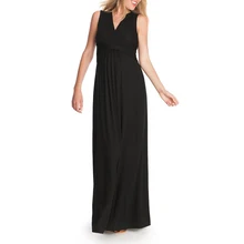 Модное Элегантное летнее платье длиной до щиколотки для беременных Tencel для вечеринки без рукавов Макси платья с v-образным вырезом для беременных женщин