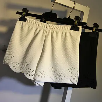 

Women Hot Shorts Casual Shorts Elastic Waist Beach Summer Straight Solid Floral Hollow Out Short 2 Style