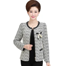 Jaqueta Feminina весенне-осенний параграф среднего возраста женский маленький ладан костюм Модная тонкая одежда среднего возраста ZipperQH1125