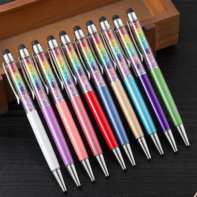 

1pcs Crystal Pen Office Diamond Metal Ballpoint Pens Student Stationery Office Material School Supplieslogo LF01-1096