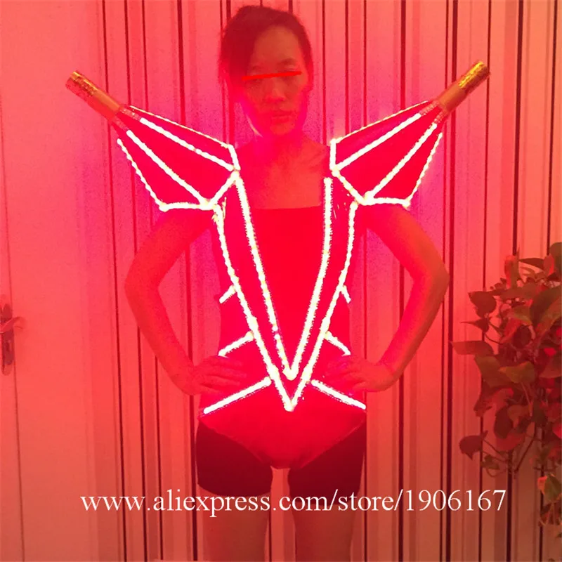 Led Luminous Illuminate Glowing Novelty Sexy Women Clothing Dress Can Spray fireworks Led Costume Suit For Stage Show04