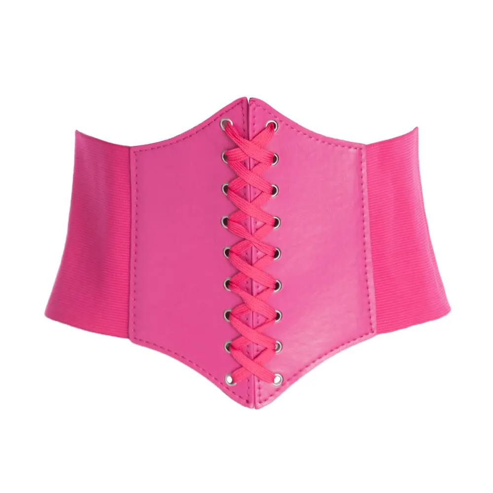 2017 New Stylish Womens Wide Band Elastic Leather Corset Waist Shaper