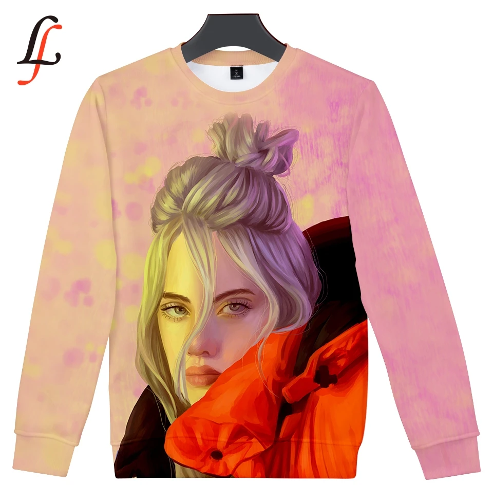 

Billie Eilish 3D harajuku Modis Capless Sweatshirt Women Hip Hop 2019 New Fashion Women Hoodies Sweatshirts Famous Kpop Clothes