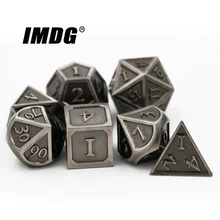 IMDG 7 шт./компл. Творческий RPG игра в кости многогранник металлические игральные кубики DND шрифт древних Никель Цвет цифровой игра в кости