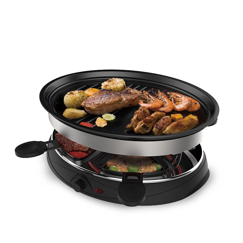 

DMWD 2 Layer Electric Grill Pan 220V Smokeless Roasting Griddle Non-stick Cookware BBQ Tools For Party 3-4 People