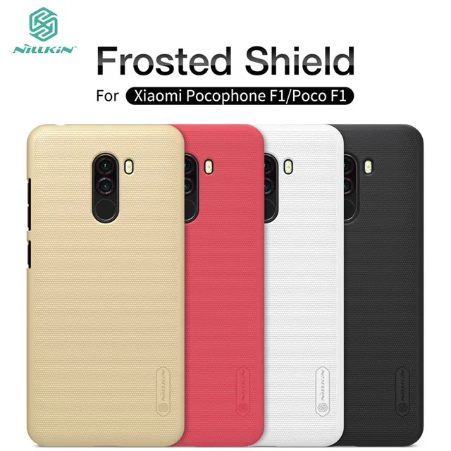 

For xiaomi pocophone f1 case cover 6.18'' NILLKIN Frosted PC Matte hard back cover Gift Phone Holder for pocophone F1 phone case