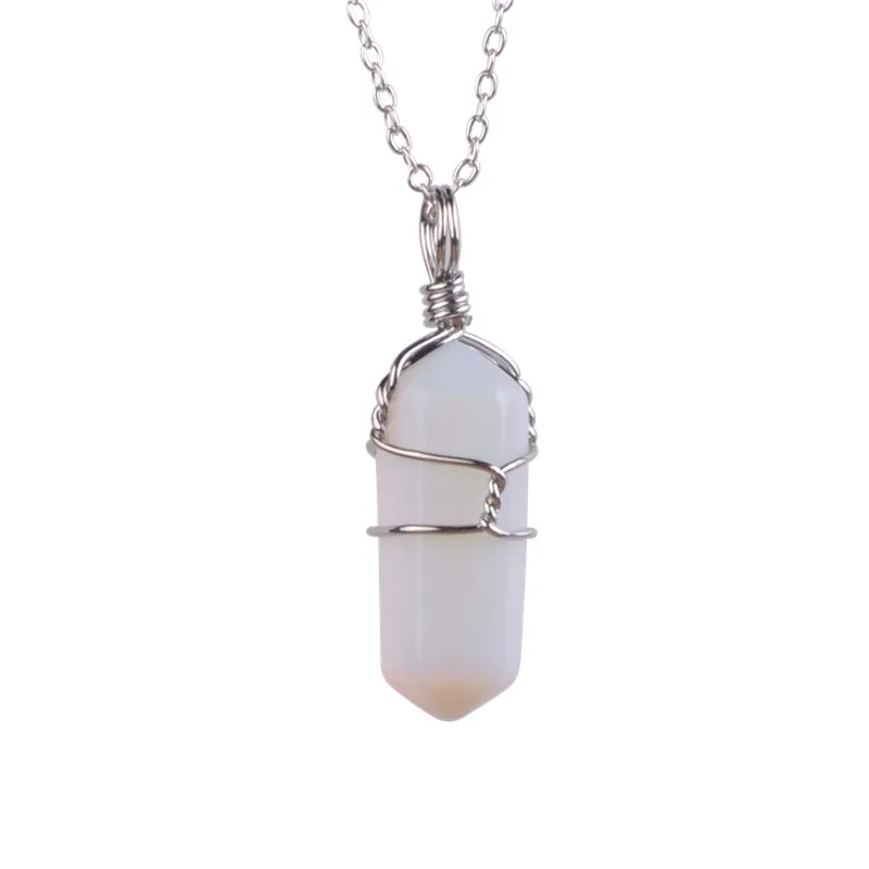 B-Creative Crystal Pendant Necklace Healing Crystal Point (AGATE PINK  SYNTH/SILVER CHAIN) : Amazon.co.uk: Fashion