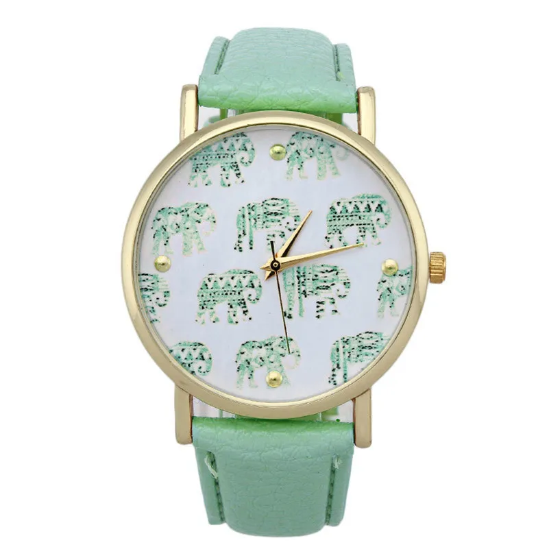 NEW Women's Watches Casual Elephant Pattern watch band leather alloy Analog Quartz Dial Wrist Watch clock relogio feminino M21 (11)