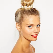 Горячая Мода женщин 15 мм Жемчуг бисера Корона стрейч голову волос платье манжета Группа Свадебные 1925101007