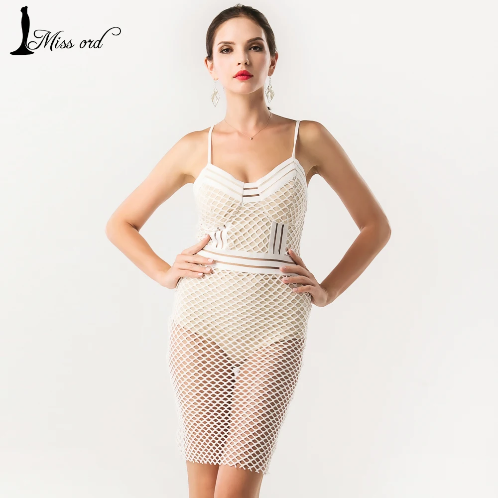  Free Shipping Missord 2016 Sexy V-neck sleeveless lace stitching dress FT4364 